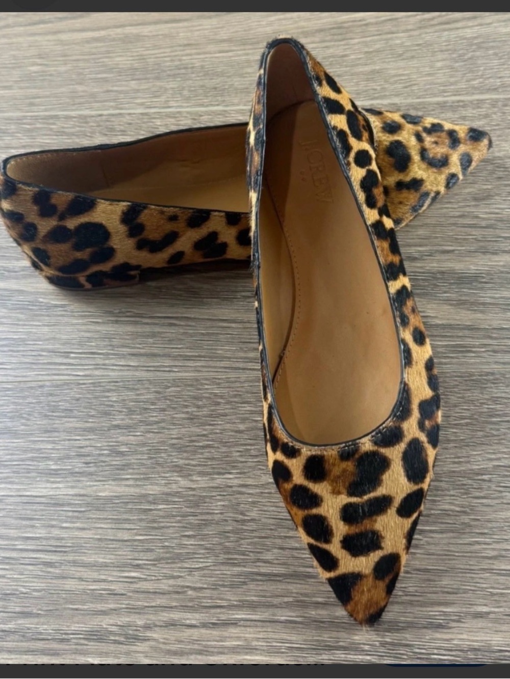 NIB J. Crew Marina Calfhair Pointy Toe Flats 7.5
